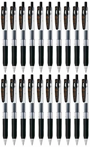 Zebra Sarasa Clip 0.3 Retractable Gel Ink Pen, Rubber Grip, 0.3mm, Black Ink, Value Set of 20