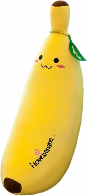 zhidiloveyou Banana Plush Pillow Stuffed Banana Plushie Cute Fruit Toy for Kids, 27.5 inch
