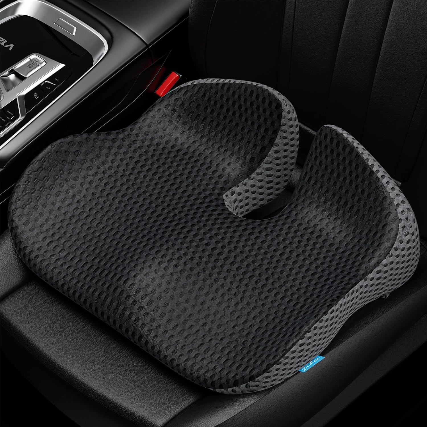 ZIKEE Wedge Car Seat Cushion for Driving, Innovative Seat Cushion with Honeycomb Gel & Memory Foam for Enhanced Breathability & Support, Car Cushions for Hip Pain Relief, Improve Vision/Posture, Black