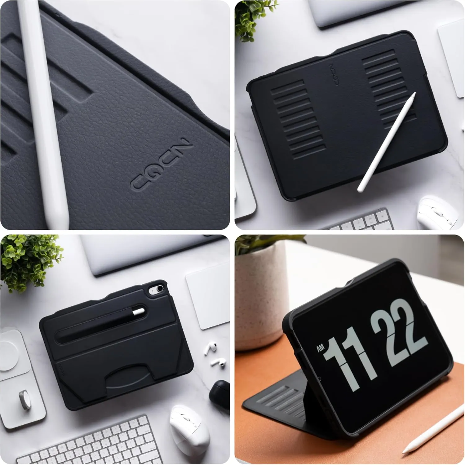 ZUGU CASE for iPad Air 11 (M3 2025 / M2 2024) iPad Air 4 & 5 10.9 Inch (2020/2022) - Protective, Ultra Thin, Magnetic Stand, Sleep/Wake Cover with Apple Pencil Charging & Storage - Black